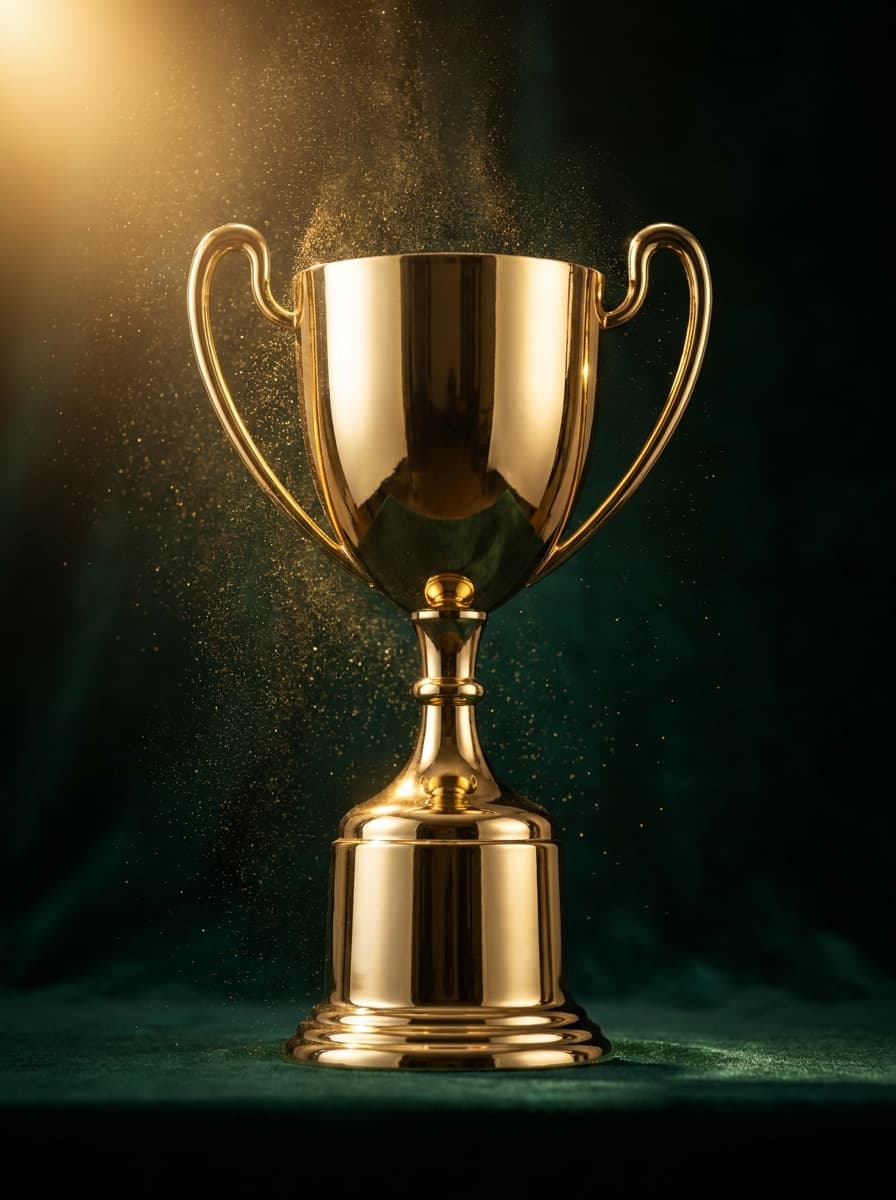 A golden trophy — your free mystery surprise awaits