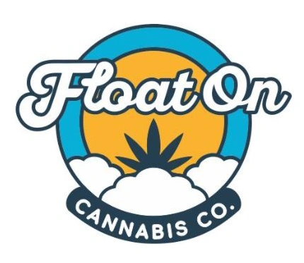 Float On Cannabis Co. logo featuring a sun, clouds, and a cannabis leaf, relevant to Sage Seeds Dispensary's offerings and loyalty program.