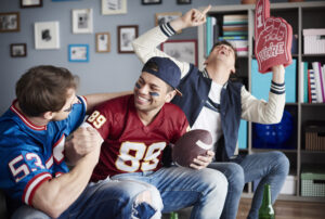 Friends watching the superbowl